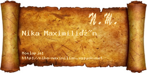Nika Maximilián névjegykártya